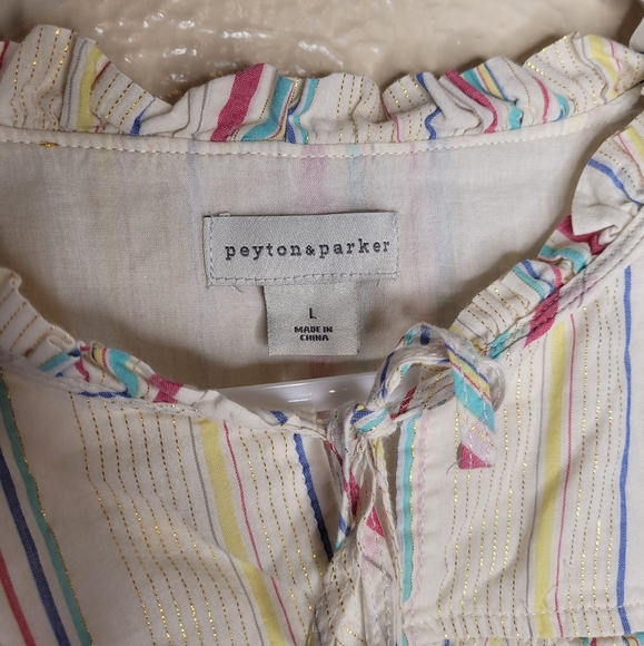 Peyton and Parker Boho Blouse metallic multicolor flutter sleeves Womens Size L - Picture 6 of 12